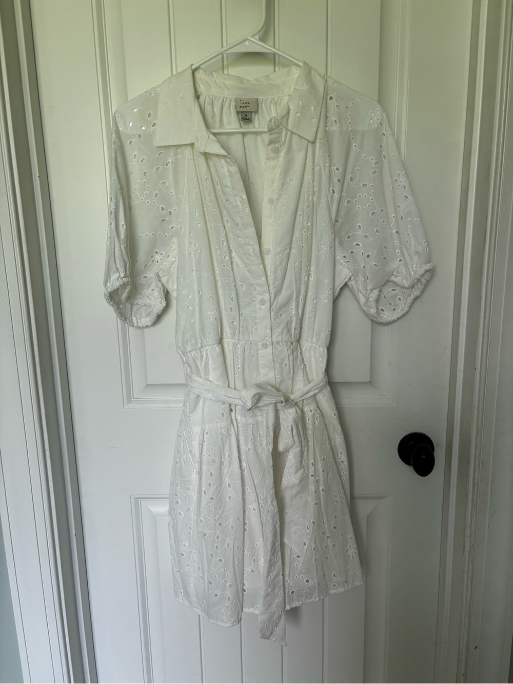 a new day White Eyelet Shirt Dress with Tie Belt